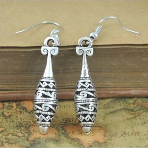 Vintage Tibet silver carved Tibetan silver drop earrings ,Gifts for her, Boho Earrings