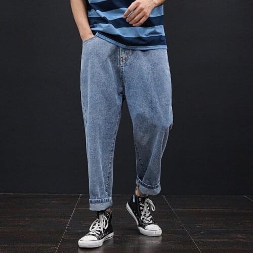 High quality casual loose fit jeans mens clothing oversize trousers leisure denim pants