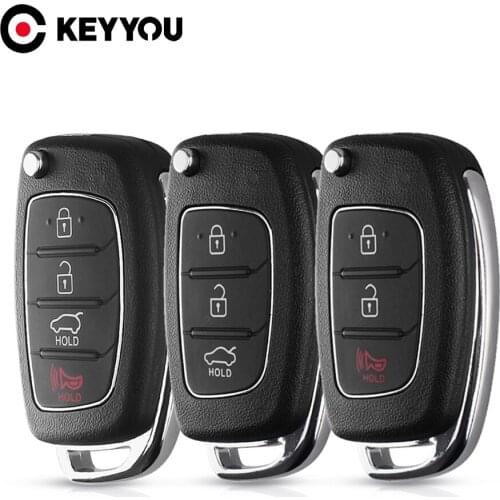 KEYYOU Replacement Flip Folding Remote Key Fob Car Key Shell Case 3/4 Buttons For Hyundai IX35 i20 IX45 Uncut Blade Car Styling