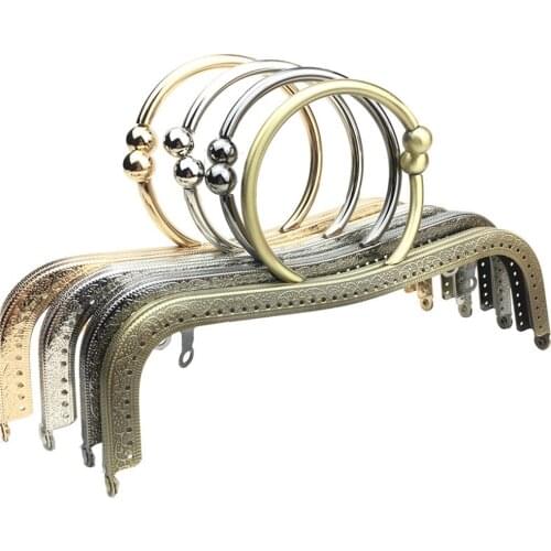 22cm DIY bag making women metal clasp knurling purse frame M shape O ring handle kiss buckle 3pcs/lot