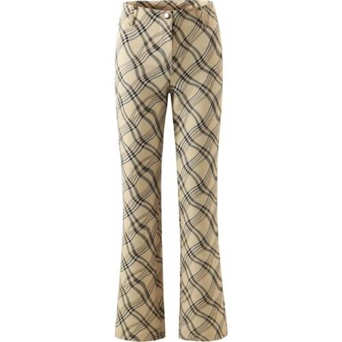 Women 2021 Fashion Sexy Lattice Waist Trousers Female Street Buttons Casual Decoration Pants