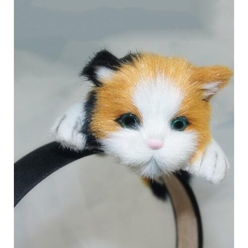 Dropshipping Fashion Korean Women Hair Hoop Simulated Cat Hairband Handmade Ladies Girls Party Headwear Hairs Accessories SMJ