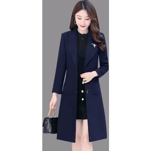 Woolen Coat Women Mid-Length 2021 New Autumn And Winter Slim Plus Cotton Thick Jacket Women Clothing