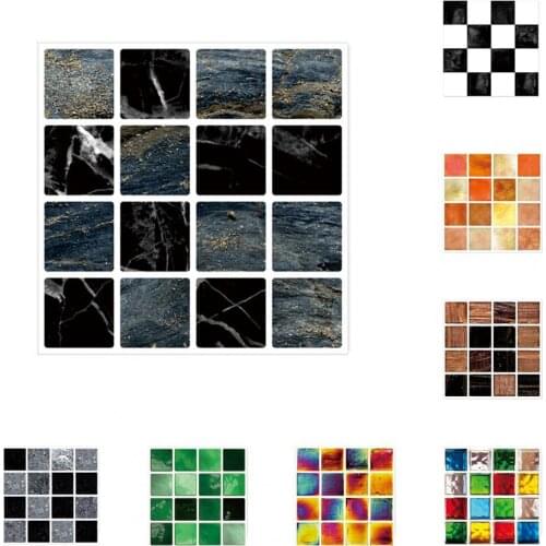 10Pcs/Set Tile Stickers Self-adhesive 3D Mosaic Scratch-Resistant Removable Creative DIY Brick Wall Paper for Kitchen Bathroom