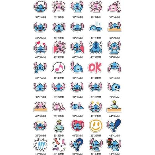 Disney 40pcs Cartoon Stitch Sticker Suitcase Guitar Piano Bike Car Decoration Graffiti Cartoon Sticker Waterproof