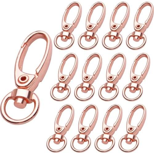 50pcs 35mm Swivel Trigger Clips Metal Keyring Clasps Snap Hooks for Hanging Key Chains Dog Leashes Crafts Decorations, Rose Gold
