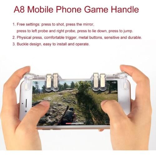 A8 Mobile Phone Six Fingers Aim Keys Metal Game Handle Controller Shooter Trigger for PUBG for 4.5-7 in mobile phone