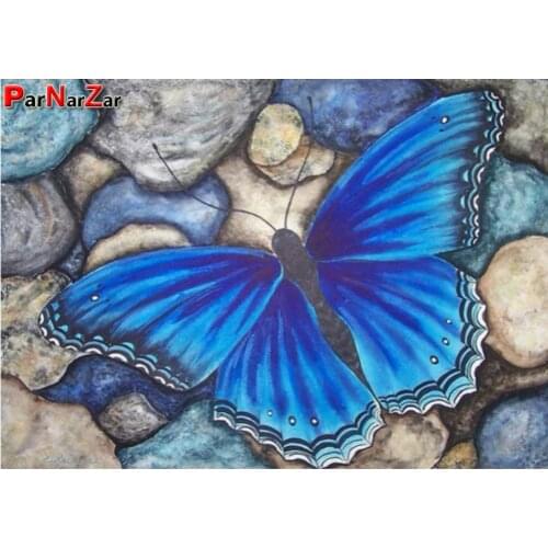 ParNarZar Blue Butterfly Diamond Painting Mosaic Embroidery Art Full Drill Round / Square Adult Home Wall Decorations