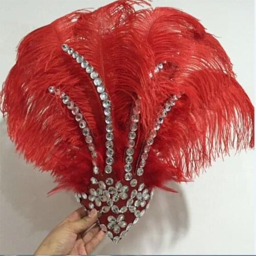 White black blue red feather headpiece for kids carnaval stage performance headdress for girl