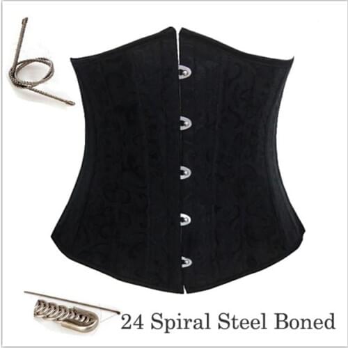 Free shipping 24 Steel Boned Waist Train Cincher Brocade Waspie Underbust Corset Plus Size s-2xl 7055
