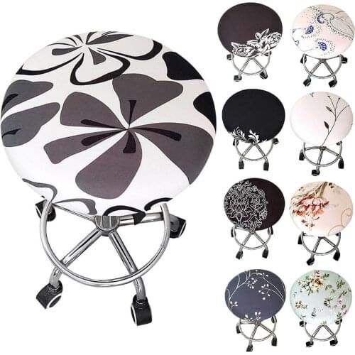 New Round Chair Cover Floral Printed Elastic Spandex Seat Cover Chair Covers For Dining Room Slipcovers for 30-45cm Chair Stool