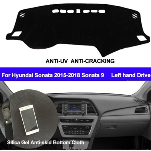 TAIJS Car Dashboard Cover Silicone Non-Slip Dash Mat Carpet ANti-UV DashMat For Hyundai Sonata 2015 2016 2017 2018 Sonata 9