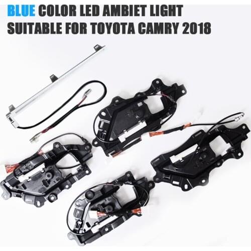 For Toyota Camry 2018 Car Interior Blue Color Led Ambient Atmosphere Lamp Door Bowl Lights + Co-Pilot Central Control Light