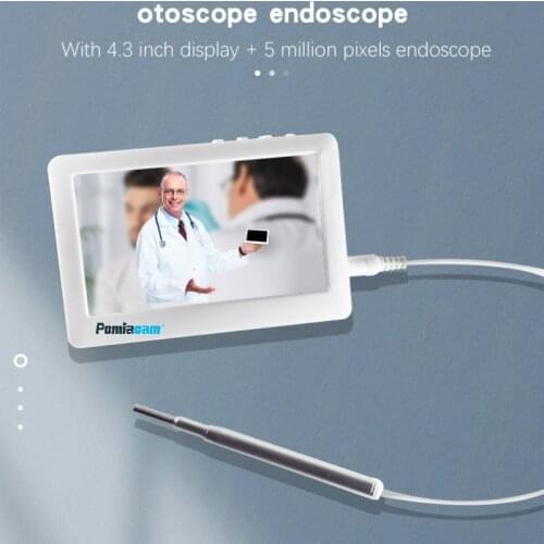 3.9mm In Ear Cleaning Endoscope Spoon Mini Camera Ear Picker Ear Wax Removal Visual Ear Mouth Nose Otoscope with 4.3inch screen