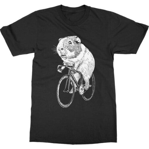 Hot Casual T-Shirt Printing Guinea Pig Wheels Biker Bicycle Pet Animal Zoo Hamster Rodent Mouse Rat Tee Shirt Unisex Tees