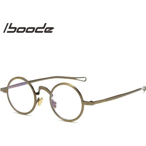 Iboode Classic Metal Round Vintage Glasses Frame Men Optical Anti-blue Light Eyeglasses Male Female Retro Clear Len Eyewear 2021