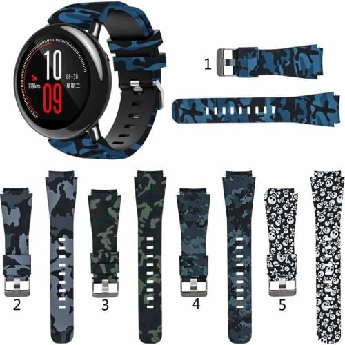 Camo Silicone Strap Band for Huami Amazfit PACE for Huami Amazfit Stratos 2 2S 3 Replacement band 22mm