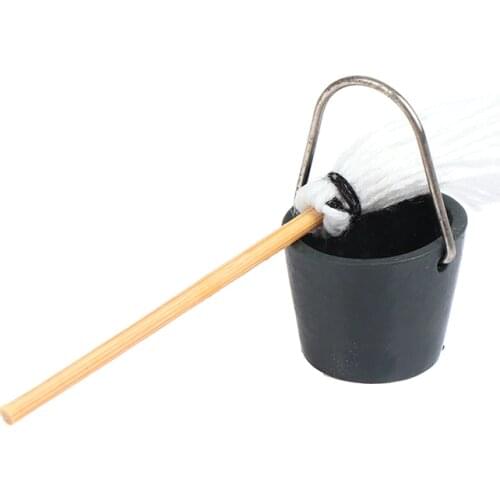 Classic 1:12 Dollhouse Miniature Resin Kitchen Garden Mop Bucket Pretend Play Furniture Cute Toys Creative Gifts Presents