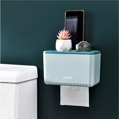 Toilet tissue box punch-free household wall-mounted waterproof toilet paper box roll paper shelf bathroom supplies