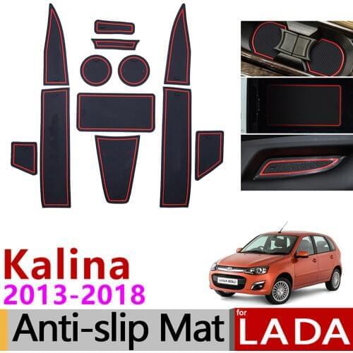For Lada Kalina II MK2 2013 - 2018 Anti-Slip Rubber Cup Door Groove Mat BA3 2192 2194 Accessories 2014 2015 2016 2017 With Logo