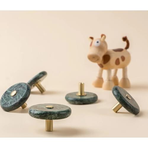 Single Hole Brass Cabinet Handles White Kitchen Handle Natural Marble Pull Bedroom Drawer Knob and Button Shoe Cabinet Pulls