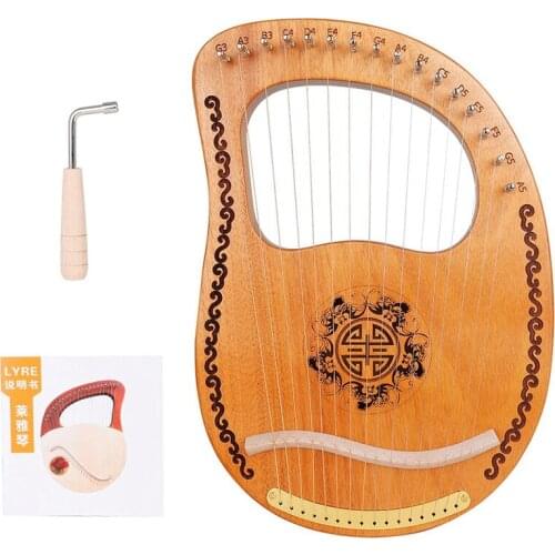 Lyre Harp, 16 String Mahogany Body String Instrument Body Instrument with Tuning Wrench