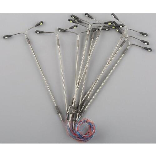 10Pcs/lot 1:200 Z Scale Metal Light Model Dual Lamp Post Train Railway Street Scenery