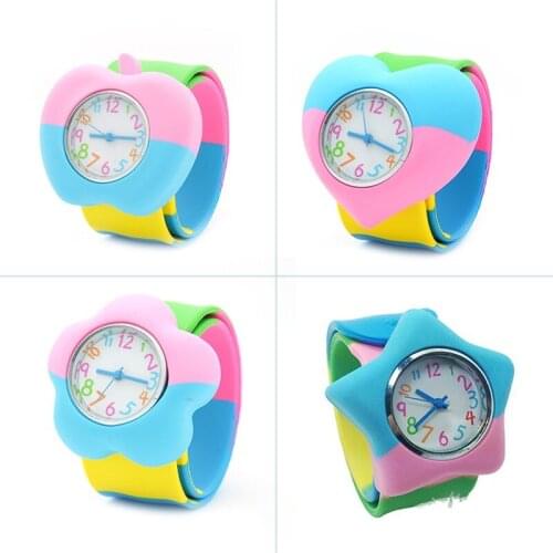 New Fashion Colorful Watchband Candy Colored Silicone Children Sports Wrist Watch Kids Snap Slap Quartz watches