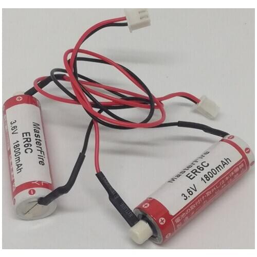 MasterFire 2pcs/lot Original Battery For MAXELL AA 14500 ER6C 1800mah 3.6V Lithium PLC Batteries With Two-Hole Plug