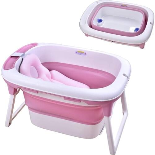 30.3"L x 22"W Pp Tpe Bathroom Pillow Foldable Freestanding Bathtubs Portable Tub Household Bath Basin With Cushion Baby Bath-tub