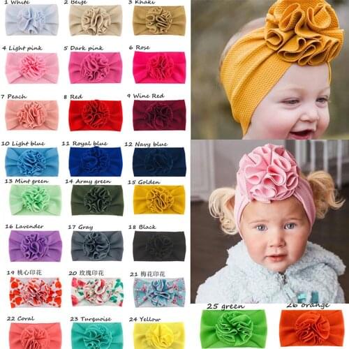 21Pcs Toddler Ruffle Topknot Floral Turban for Girls Head Wrap 2020 New Arrival Bullet Headband Kids Hair Accessories Wholesale