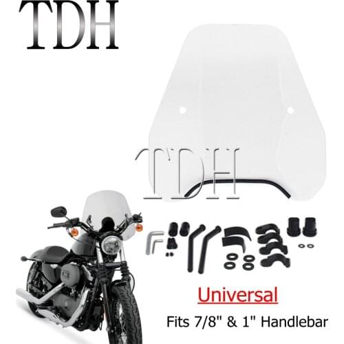 Clear Transparent Motorcycle Scooter Windshield Windscreen Wind Deflect For Kawasaki Suzuki BMW Honda Yamaha fits 1" 7/8" Bars
