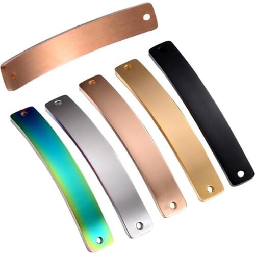 Dropship 20 pcs Blank Bar Name Tags Stainless Steel ID Bracelet Jewelry Makings Mirror Polished Bangle DIY Tag Findings