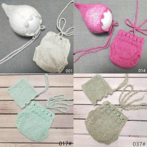 Newborn photography props Photography clothing Crochet Baby mohair Bonnet + Pants. Baby Photography Props Baby Shower Gift