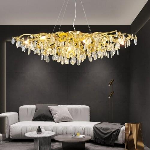 Post-Modern Luxury Villa Crystal Chandelier for Living Room, Art Branch Chandeliers Home Decor Hanging Lamp Ceiling Chandelier