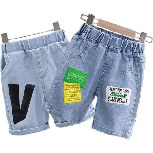 1-8 Years Print Girls Denim Shorts Childrens Clothing Elastic Waist Casual Jeans Shorts Spring Autumn Wear