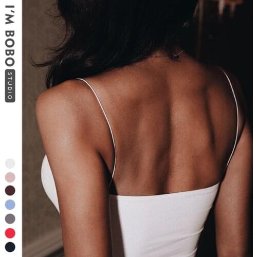 IMBOBO Womens slim vest sexy breast-wiping fashion camisole short style with chest pad undershirt casual backless top