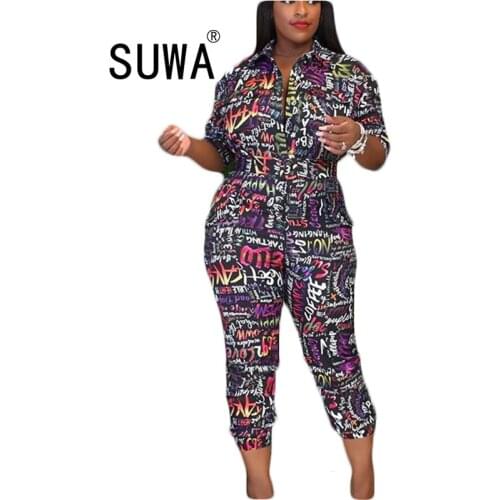 Tie Dye Letter Printed Casual Women Two Piece Outfits Short Sleeve Shirt Blouses Skinny Pencil Pants Work Wear Summer 2021