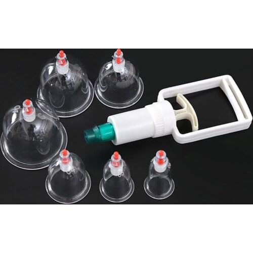 1Set* 6 Pcs Massage Vacuum Cupping Set Thicker Magnetic Aspirating Cupping Cans Cupuncture Massage Suction Cup With Tube Gift