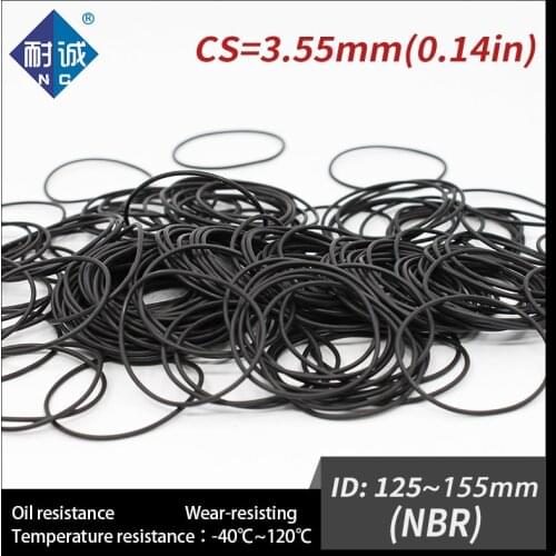 1PCS/lot Rubber Black NBR CS3.55mm ID125/132/155mm O Ring Gasket Oil resistant waterproof