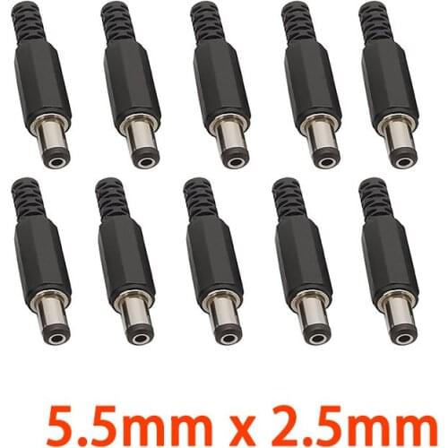 10Pcs/Lot 5.5 x 2.5mm DC Power Plug Jack Wire Connectors DC 5.5*2.5mm DIY Electric Male Mount Plug Female Charge Socket Adapter
