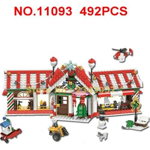 11093 492pcs Christmas Advent Calendar Festival Santa Claus House Building Block 4 Toy