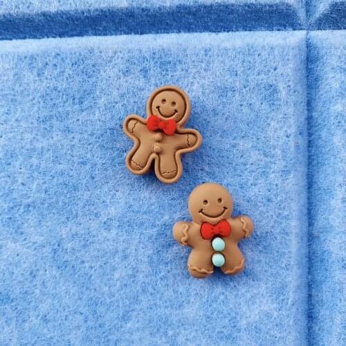 2pcs Gingerbread Man Shape Push Pin Cartoon Cute Little Thumbtack Felt Cork Board Thumb Tack Pin PushPin Decoration Press Pin