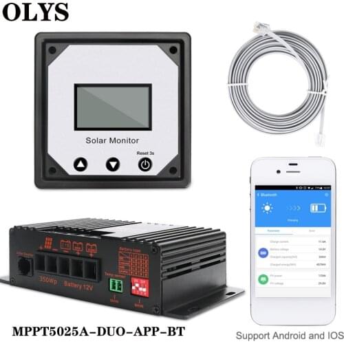 20A 12V MPPT Bluetooth Solar Charge Controller Phone APP Lead Acid/Colloid/AGM/Lithium Iron Phosphate Battery Double Charging