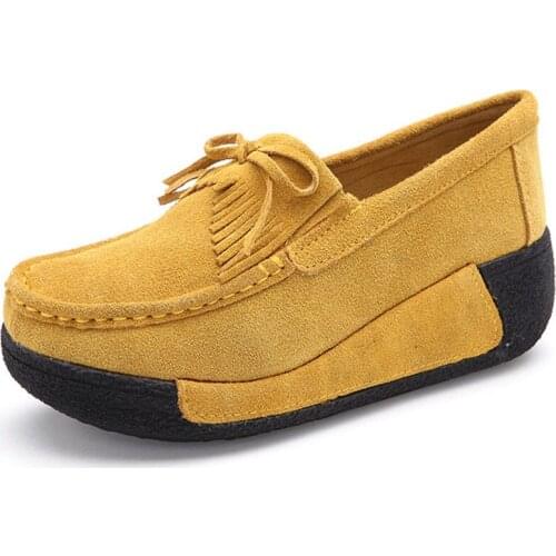 2021 Women Flat Platform Loafers Ladies Elegant Suede Moccasins Fringe Shoes Woman Slip on Tassel Moccasin Women Casual Shoes