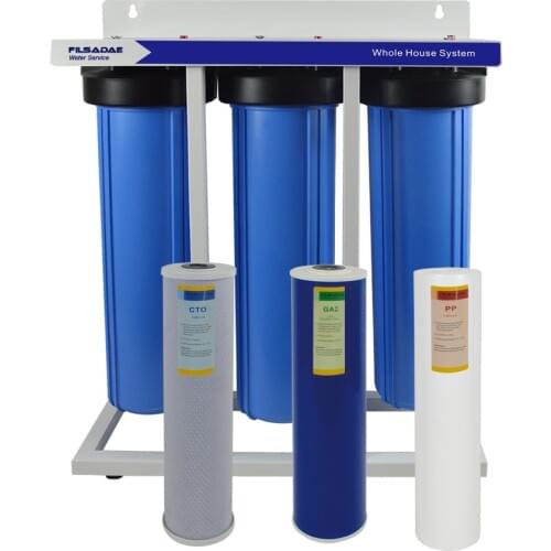 3-Stage Whole House Water Filtration System with filters-Sediment,GAC&Cococnut Carbon Block(CTO)include wrench ,1-Inch Port