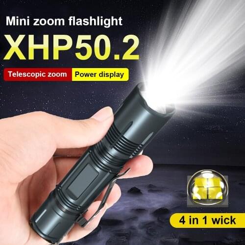 8000LM Mini Led Tactical Flashlight Torch XHP50.2 USB Rechargeable Flash Light Super Bright LED Torch Waterproof Hunting Lamp