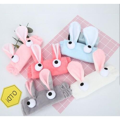 Free Shipping 10pieces/lot Mix Color Creative Kawaii Rabbit Ears Hair Band Washing Face for Girl Prize Gift Wholesale