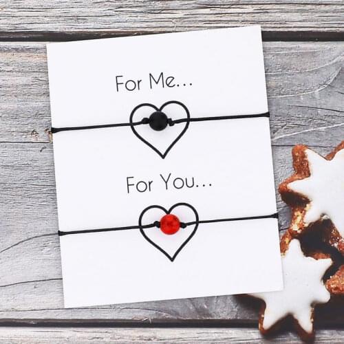 Pinky Promise Bead Bracelet Black Beads Natural Stone Couples Bracelet Set His Hers Matching Bracelet Friendship Lover Gifts