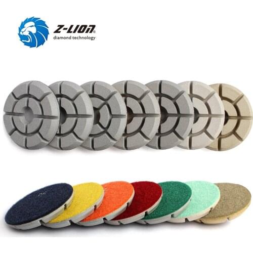 Z-LION 7pcs/Set 4" Diamond Floor Polishing Pads High Quality White Floor Grinding For Polisher Stone Concrete Abrasive Tool